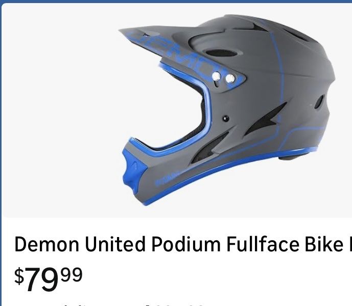 Demon United Podium Full Face Bike Helmet - Gray/Blue for Cycling, MTB, and BMX - Size xl fits more like a large.