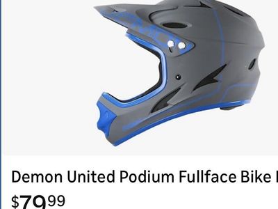 Demon United Podium Full Face Bike Helmet - Gray/Blue for Cycling, MTB, and BMX - Size xl fits more like a large.