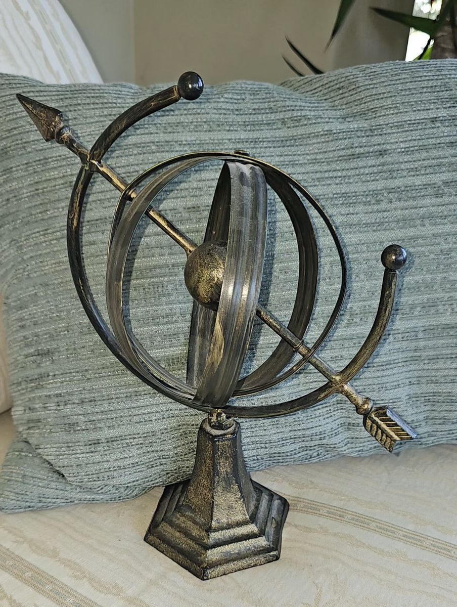 Decorative Metal Armillary Sphere Globe Tabletop Sculpture 12"×9"