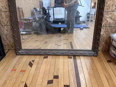 Large Vintage Carved Wooden Framed Wall Mirror