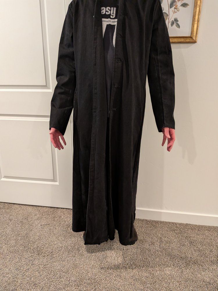 Rebels London LA Black Long Sleeve Open Front Cardigan Duster - Men's XL, Made in USA