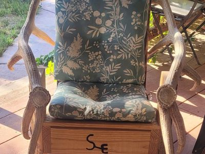 Custom Handmade Wooden Chair with Real Elk Antler Arms. I make and sell.