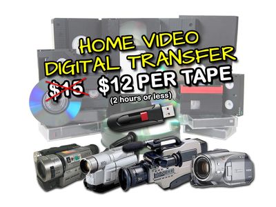 VCR Camcorder Videotape Digital Transfer (VHS, VHS-C, miniDV, 8MM, Hi8, Digital 8, HDV, S-VHS, D-VHS, DVD, USB, MP4 Video tapes)