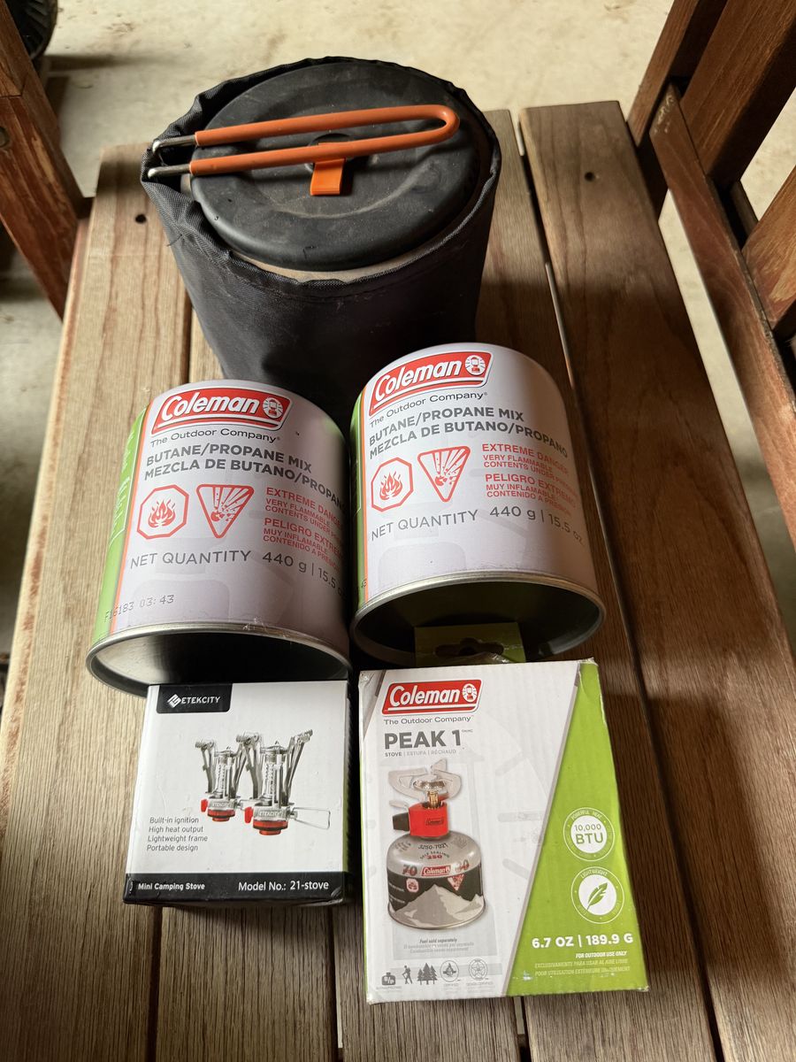Free Camping cook stove cooking kit and fuel
