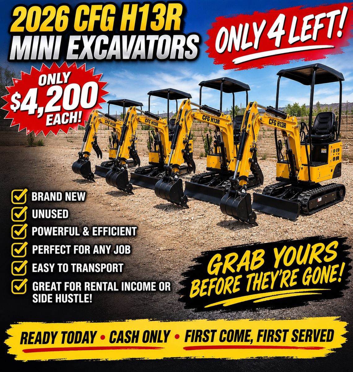 2026 CFG H13R Mini Excavators