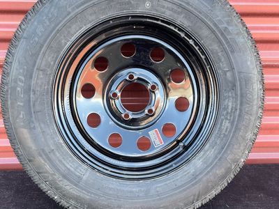 New Sonoran ST 205/75 R 15 Trailer Tire Mounted on New Black Mod Wheel 5 on 4.5 Pattern