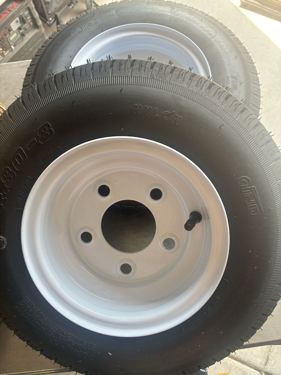 Set 2 brand new with rim 4.80-8 tires. 5 lug