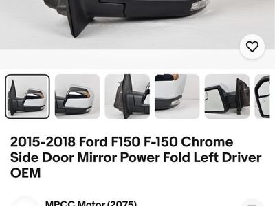 Ford F-150 Chrome Side Mirror Power Food Left Driver Side 2015-2018 years