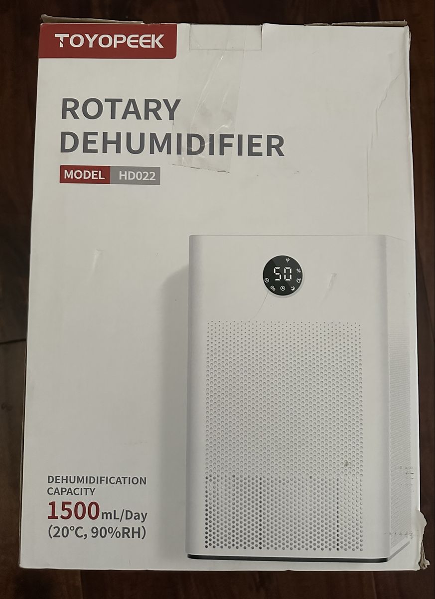 TOYOPEEK Rotary Dehumidifier 1500mL/Day 3L Water Tank Low Noise LED Display