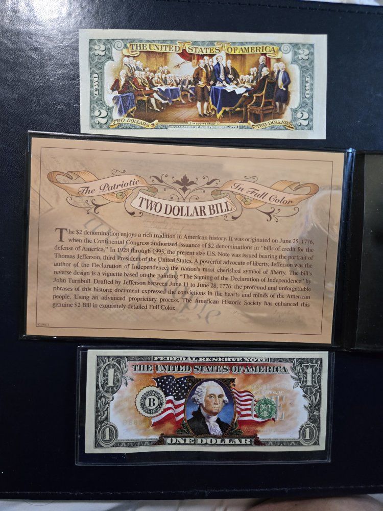 Colorized Two Dollar Bill