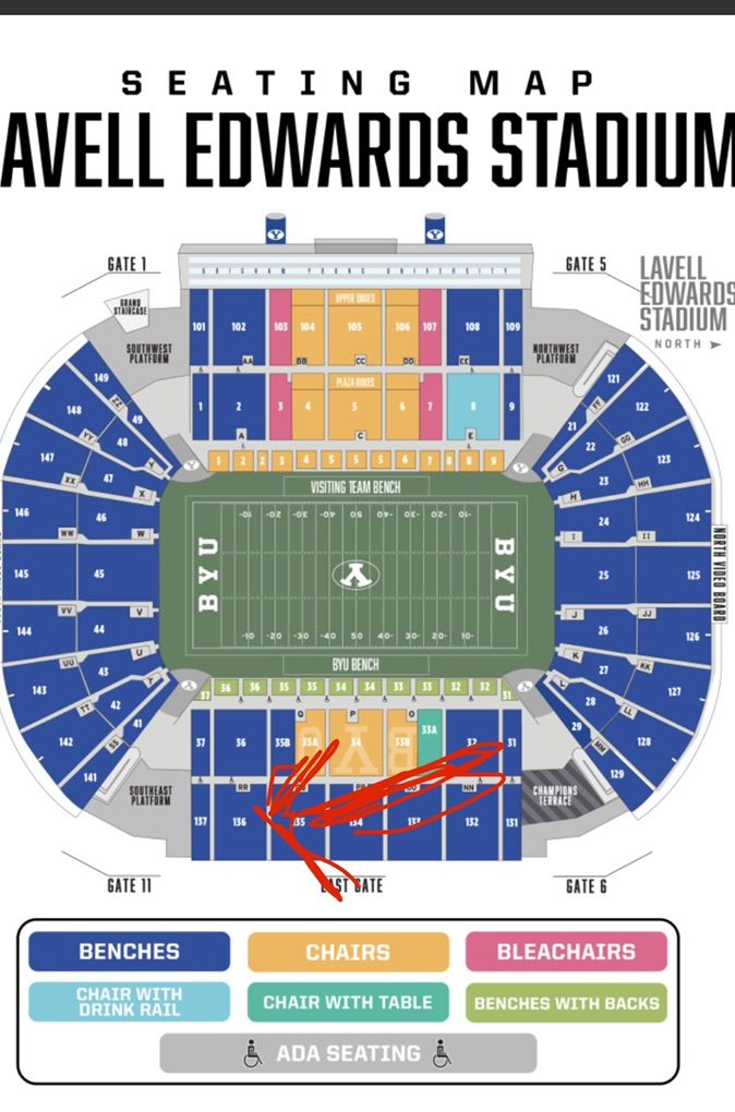 1-3 BYU Season Tickets    Sideline stadium Seats