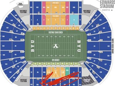 1-3 BYU Season Tickets Sideline stadium Seats