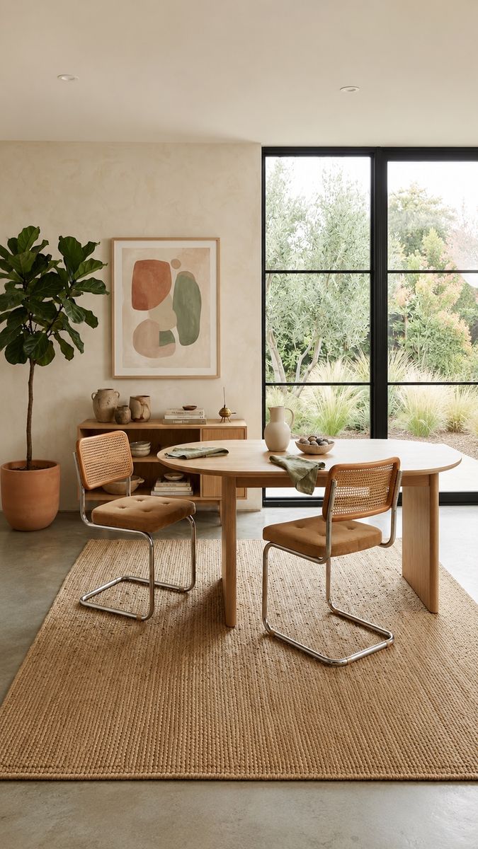 Pair of Vintage Mid Century Tan Velour Button Tufted Cesca Cane Back Dining Chairs w/Tubular Brass Frames