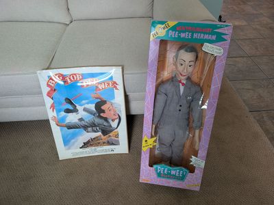 Vintage 1989 Pee-Wee Herman Ventriloquist 26" Doll and Movie Poster