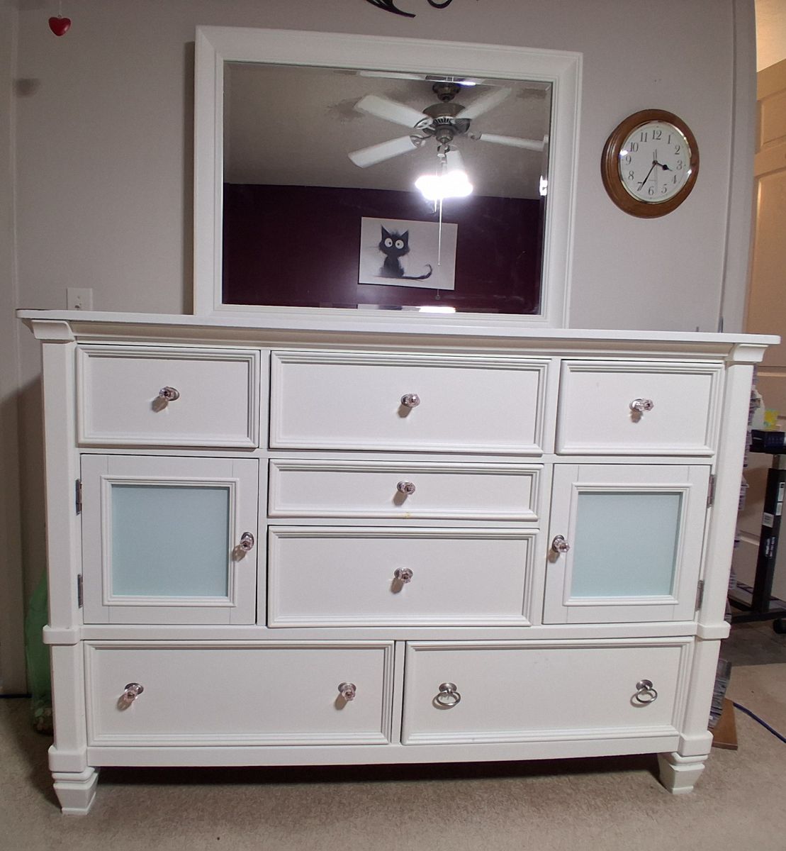 White Distressed Wood Dresser with Mirror $75 (OBO)