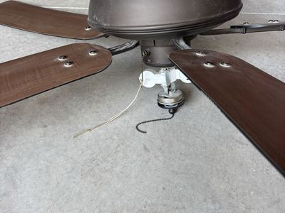 Used Bronze Ceiling Fan with Wooden Blades 5-Blade Fixture