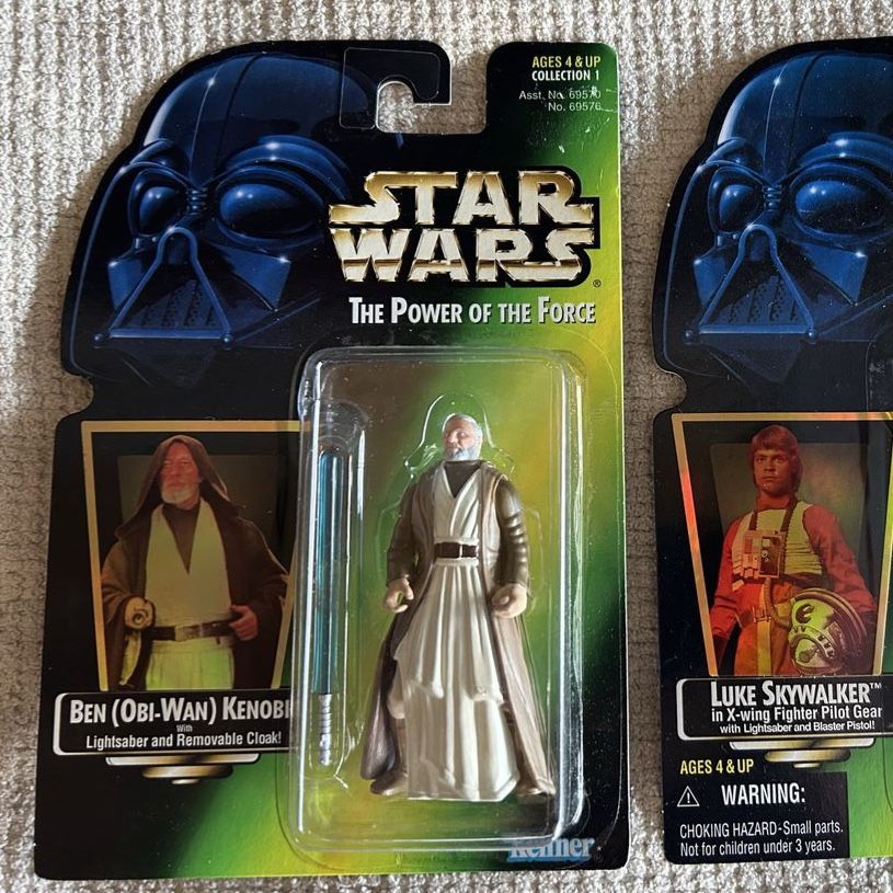 90’s Star Wars The Power of the Force Kenner Ben Kenobi Green Card Action Figure 1995-1997