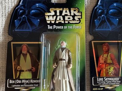 90’s Star Wars The Power of the Force Kenner Ben Kenobi Green Card Action Figure 1995-1997