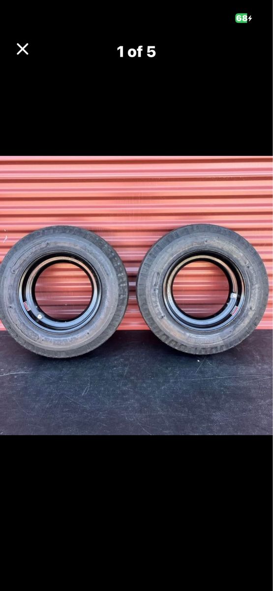 Set Of Two Zeemax ST 8-14.5 Mobile Home Style Tires Mounted on New Wheels 14 Ply G Load Brand New