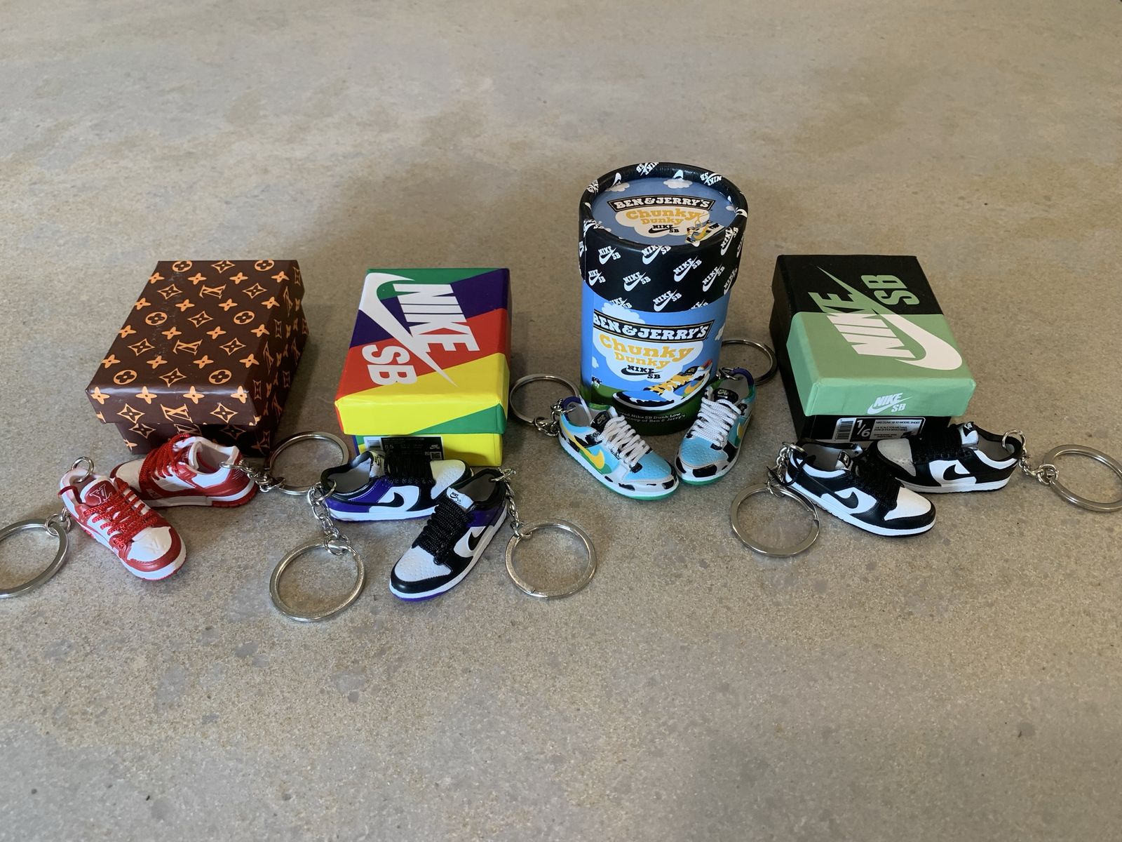 Mini Nike and LV Shoe keychains or for display and collect 