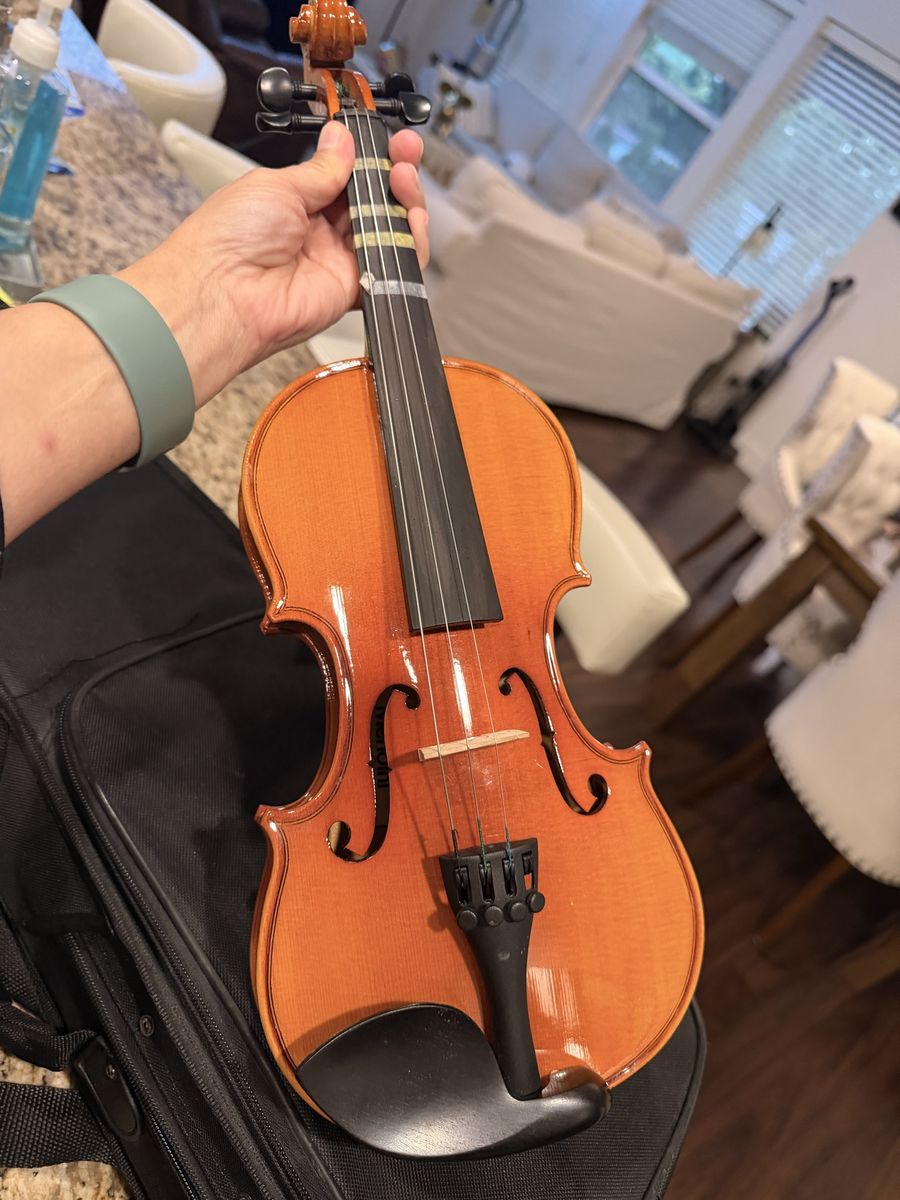 Mendini by Cecilio MV400 Solid Wood Violin – Beginner/Student Model with Case
