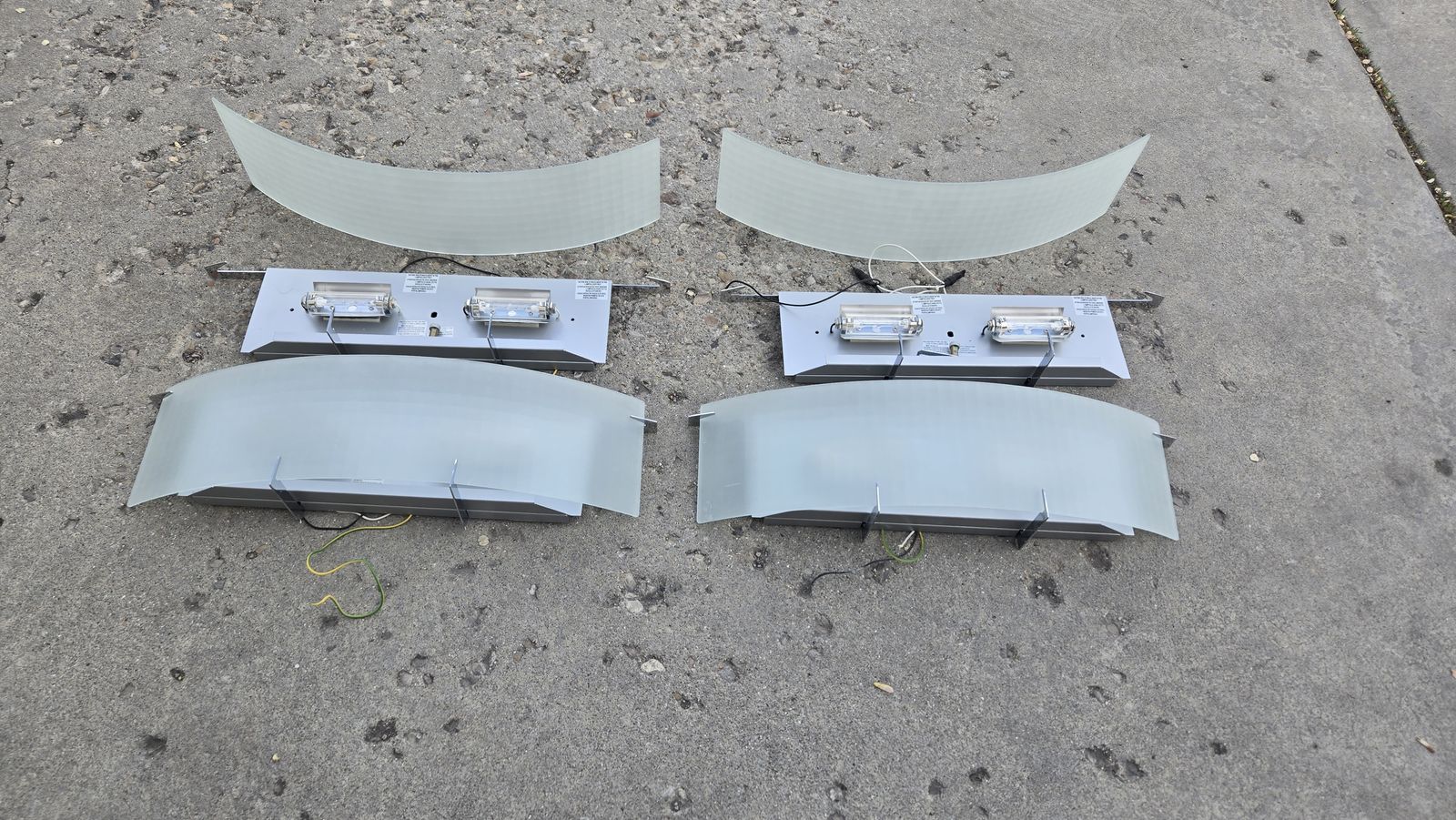 Set of 4 Modern Wall Sconce Light Fixtures - Frosted Glass