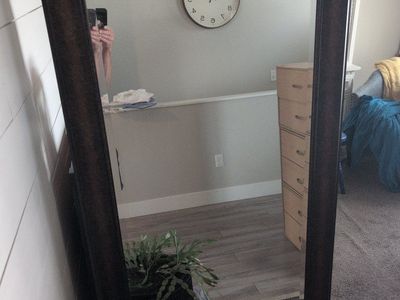Large Decorative Wall Mirror with Dark Bronze Distressed Wood Frame 32x66