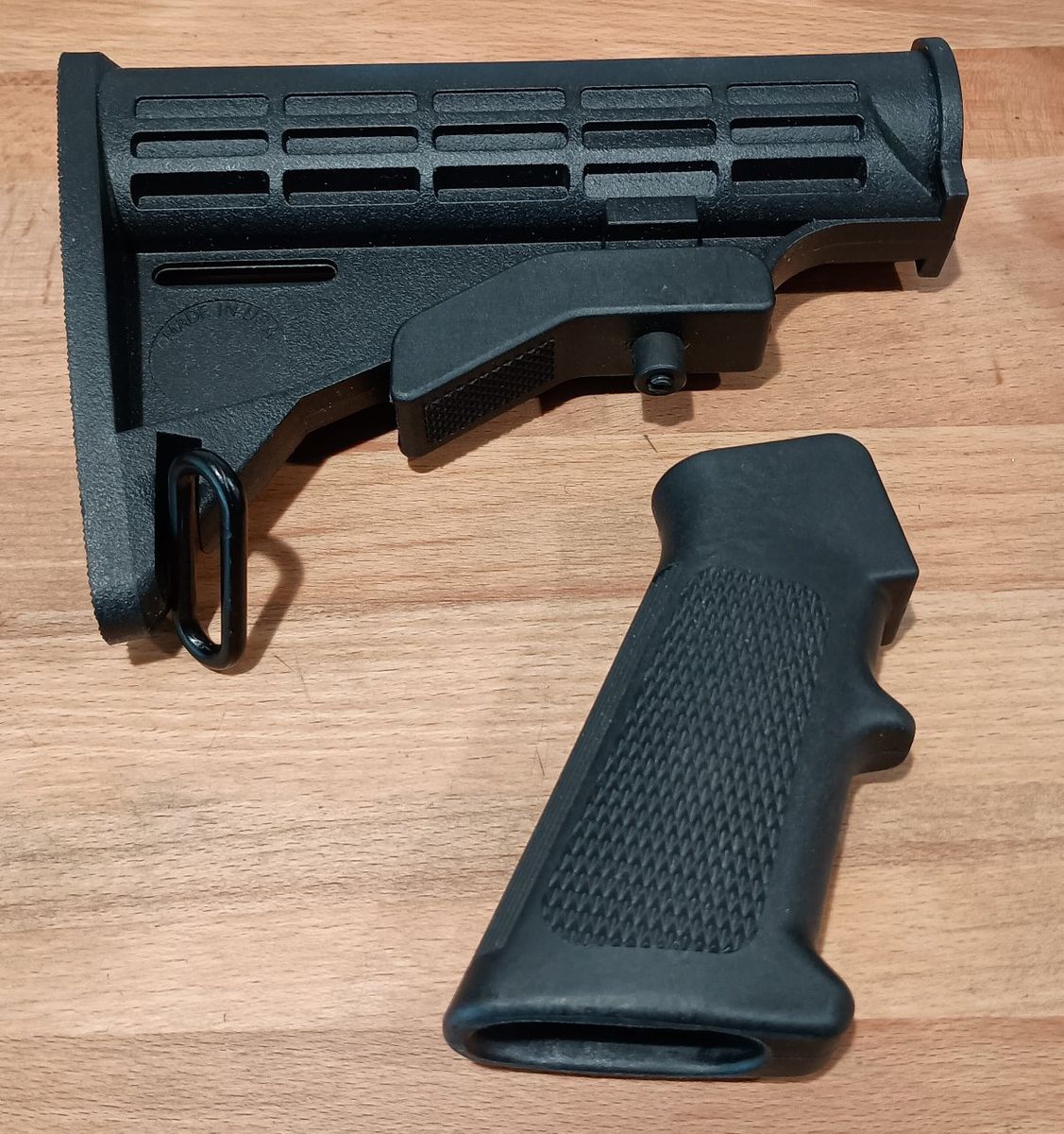 Black Rifle Stock & Pistol Grip Set - AR-15/M4 Compatible, Ergonomic Design