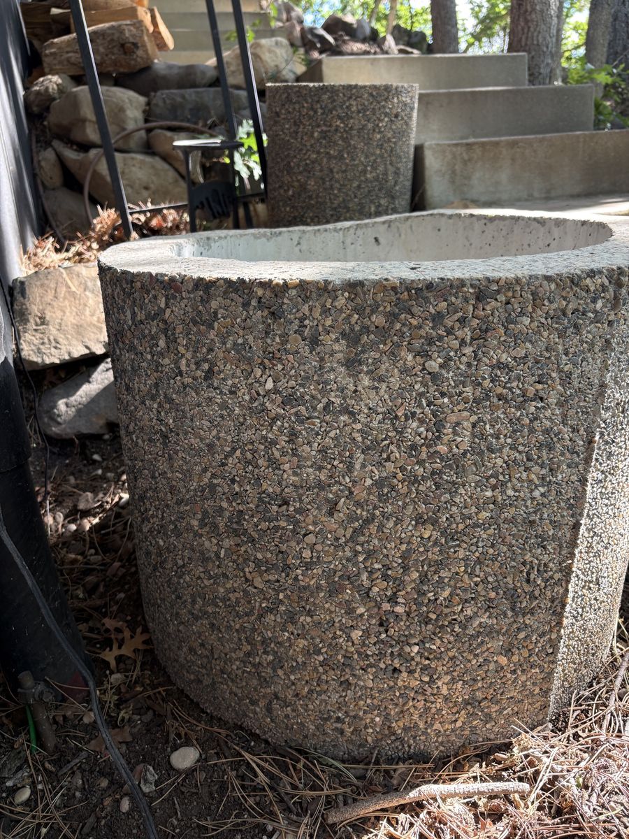 Terrazzo exposed aggregate concrete planter