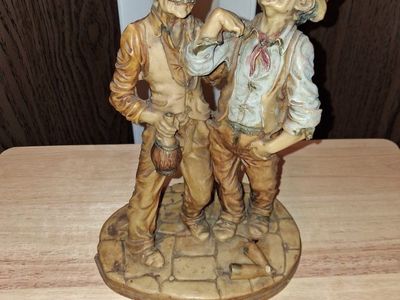 Vintage Italian Resin Figurine Two Drunken Men Statuette