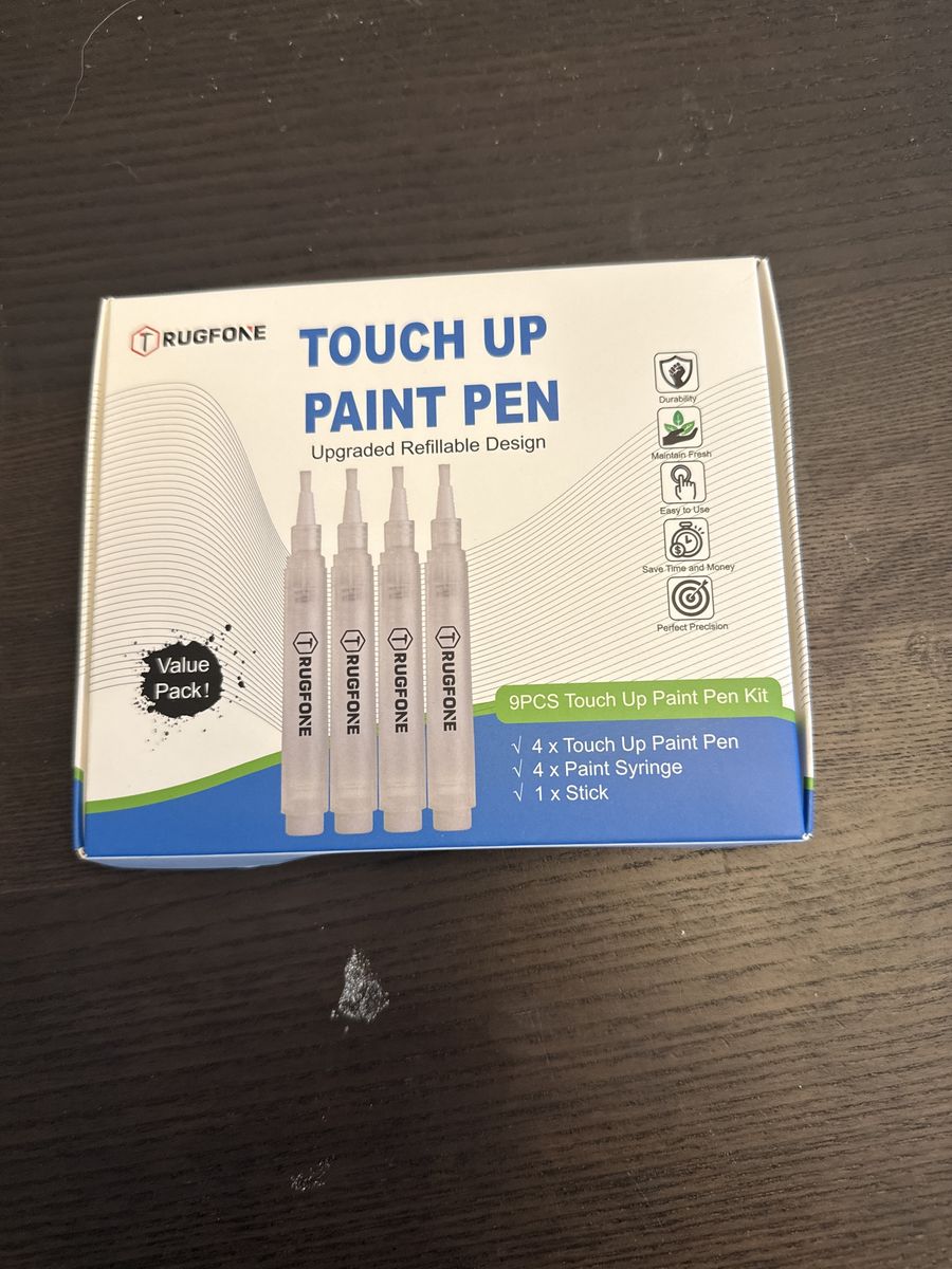 Rugfone 9-Piece Upgraded Refillable Touch Up Paint Pen Kit with Syringes & Stick