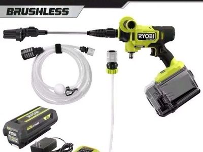 Ryobi 40V EZClean 600 PSI cordless pressure washer with charger & battery