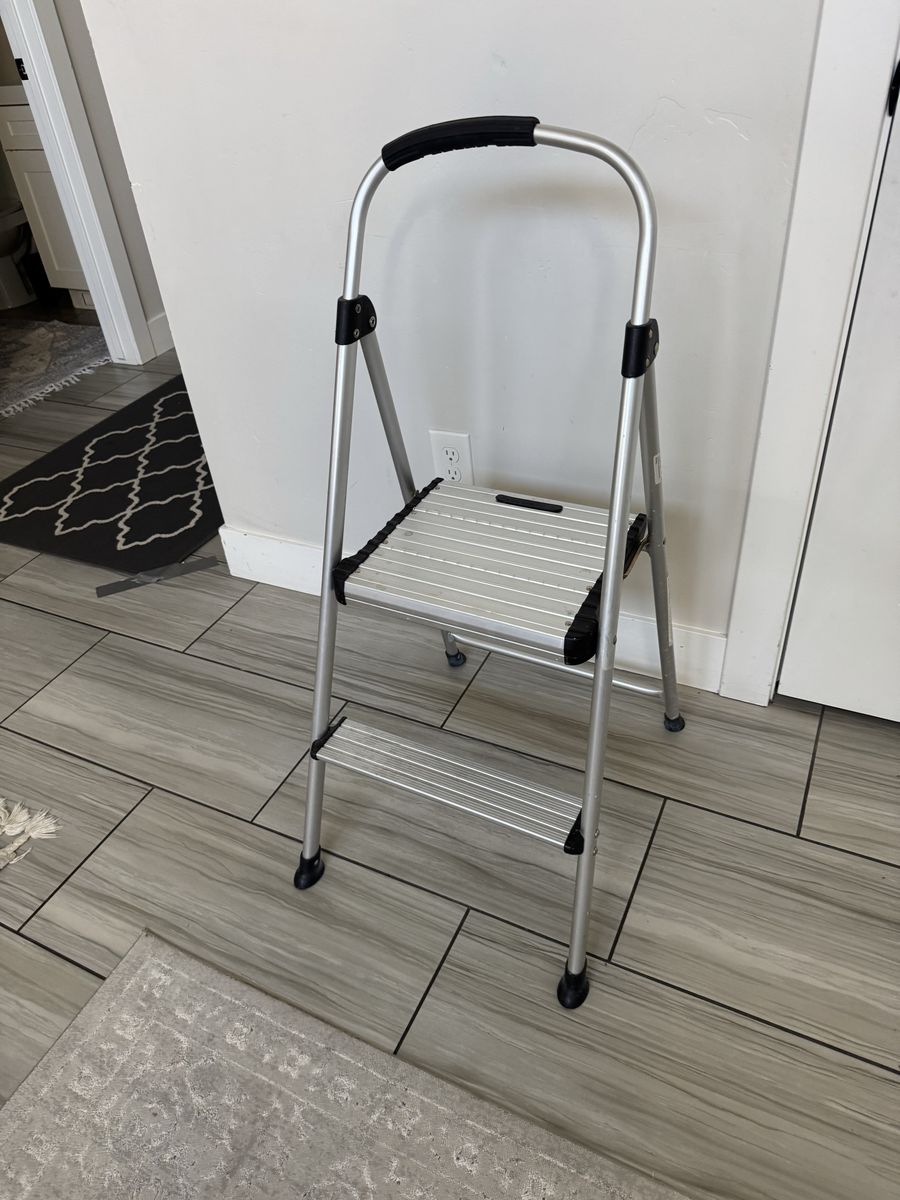Folding 2-Step Aluminum Step Stool Ladder with Soft Handle Grip