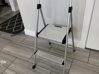Folding 2-Step Aluminum Step Stool Ladder with Soft Handle Grip
