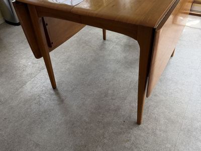 Mid-Century Modern Pecan Drop-Leaf Dining Table