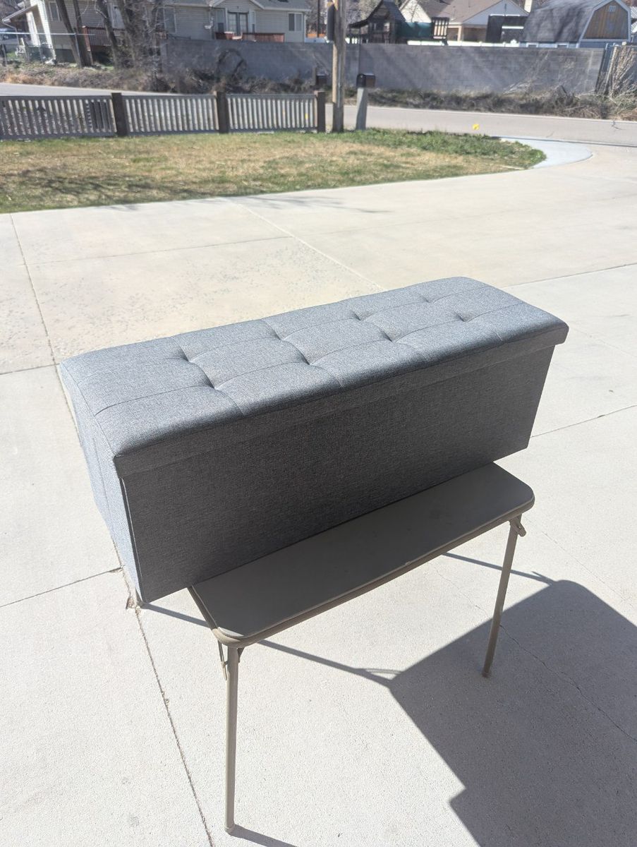 Foldable Storage Ottoman Bench 41" – Gray – New
