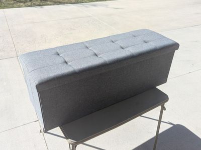 Foldable Storage Ottoman Bench 41" – Gray – New