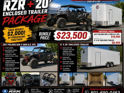 2017 Polaris RZR 4 1000 H.O. EPS + 2018 Charmac 8’ x 20’ Enclosed Trailer – $23,500 Bundle