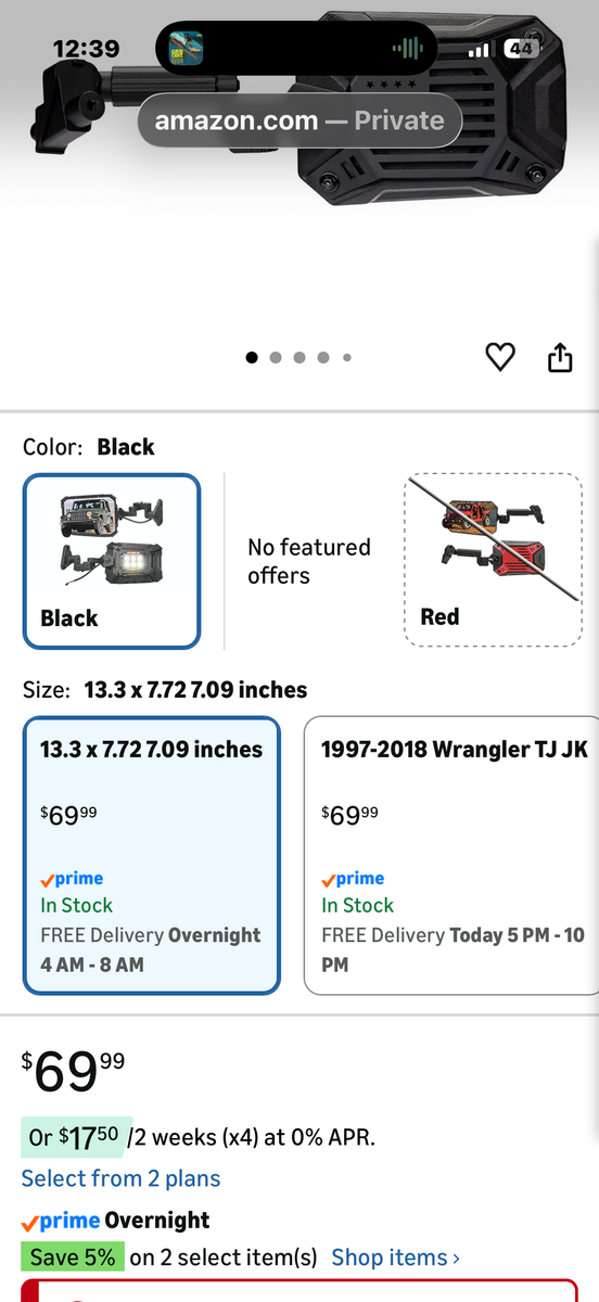 2021 Jeep Wrangler 2 Door -  Side Mirrors Kit when Doors Are Off.