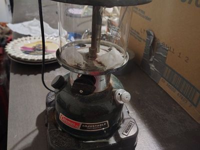Vintage Coleman Adjustable Dual Fuel Lantern 286A & Cooler Jug Green Camping Gear Set