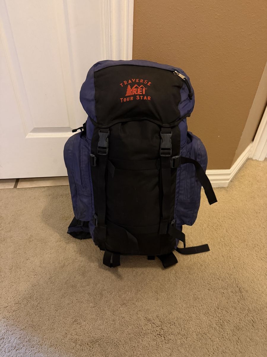 REI Traverse Tour Star 50L Internal Frame Backpack - Blue/Black for Trekking