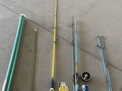 Assorted Fishing Rods, Reels, Pflueger Medalist Fly Reel, Spear, and Case Lot