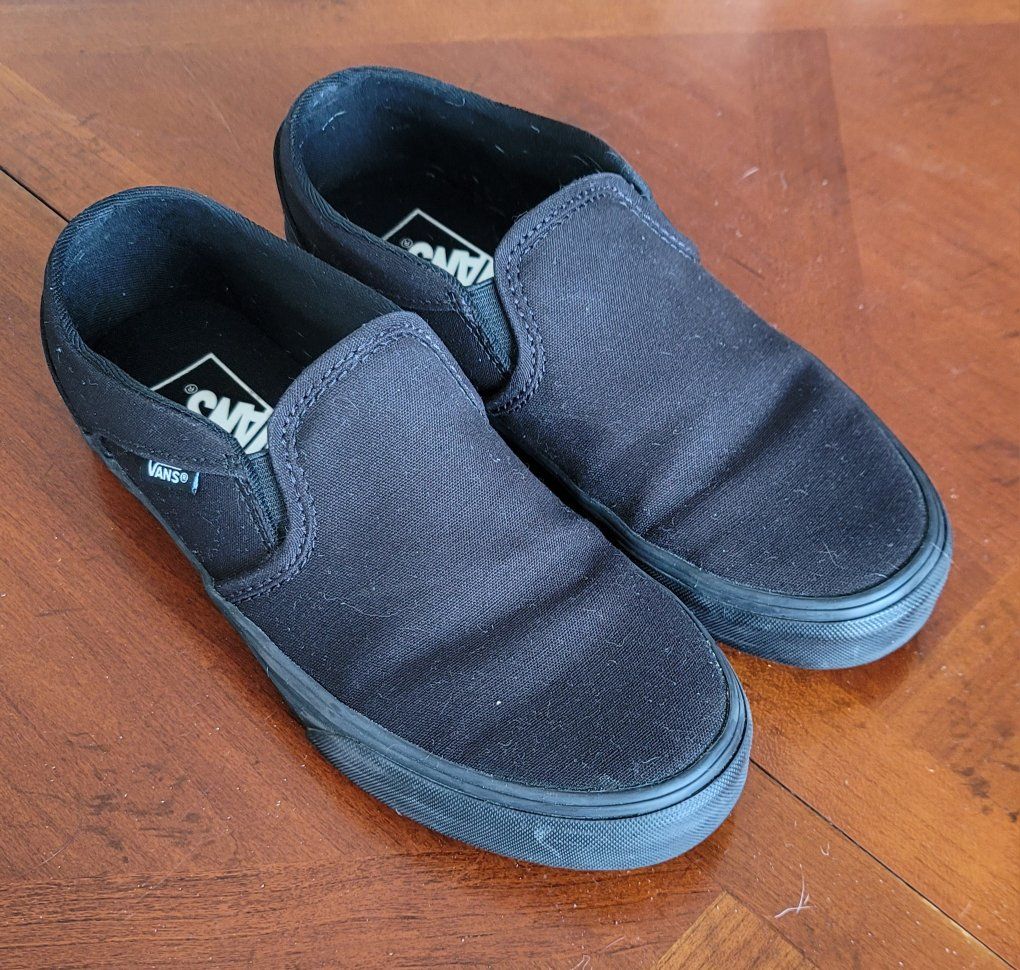 Women's Size 7 Black Canvas Van's, Gently Used