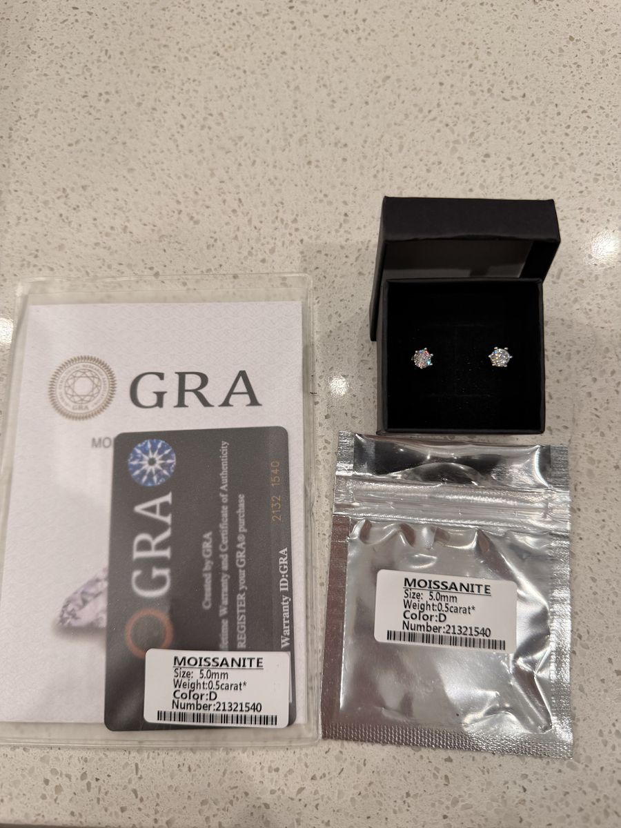 Diamond earrings real silver stud