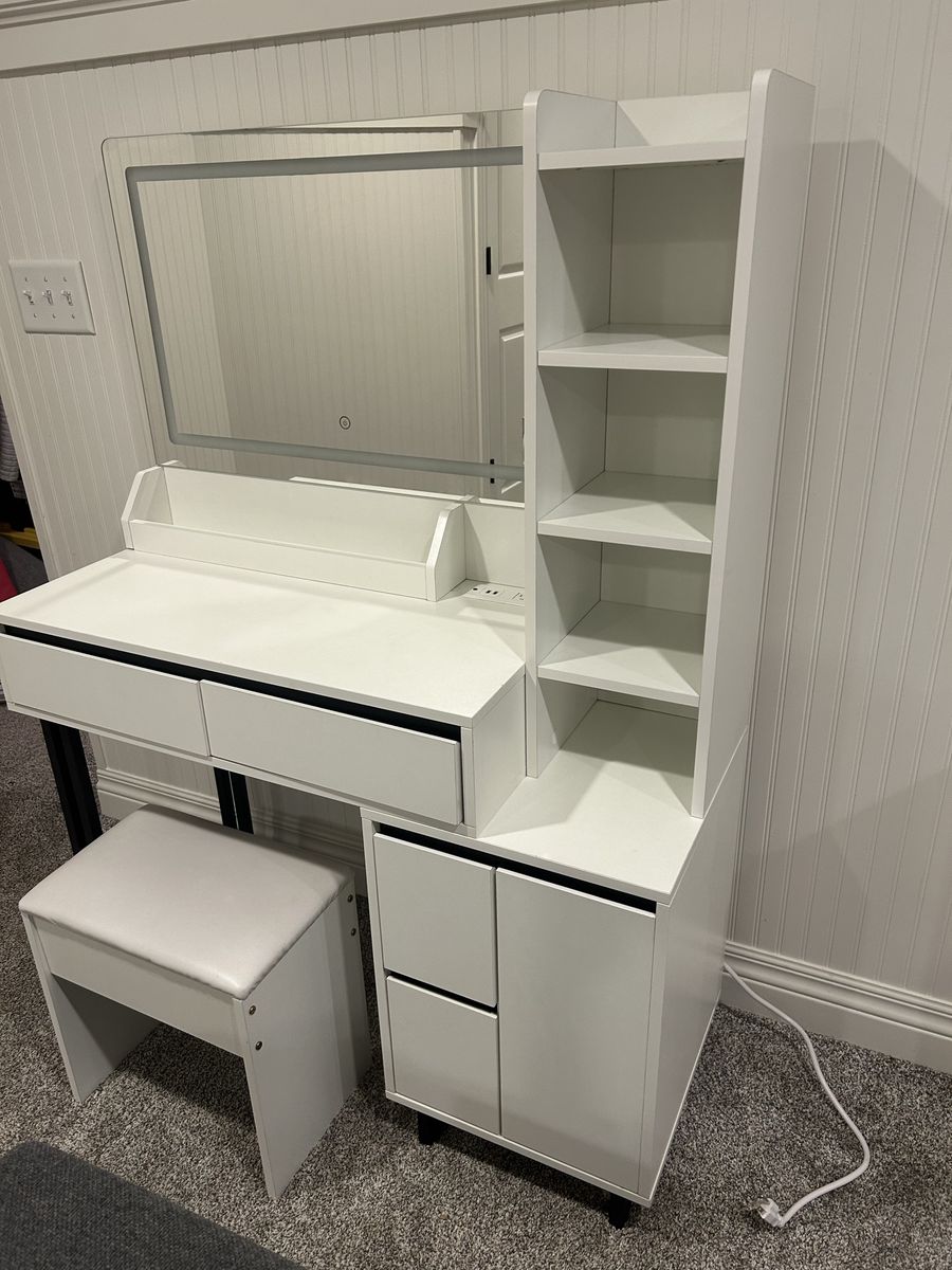 vanity with chair