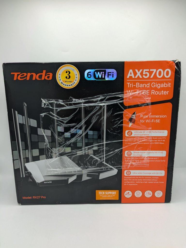 Tenda AXE5700 Smart WiFi 6E Router Tri-Band Gaming