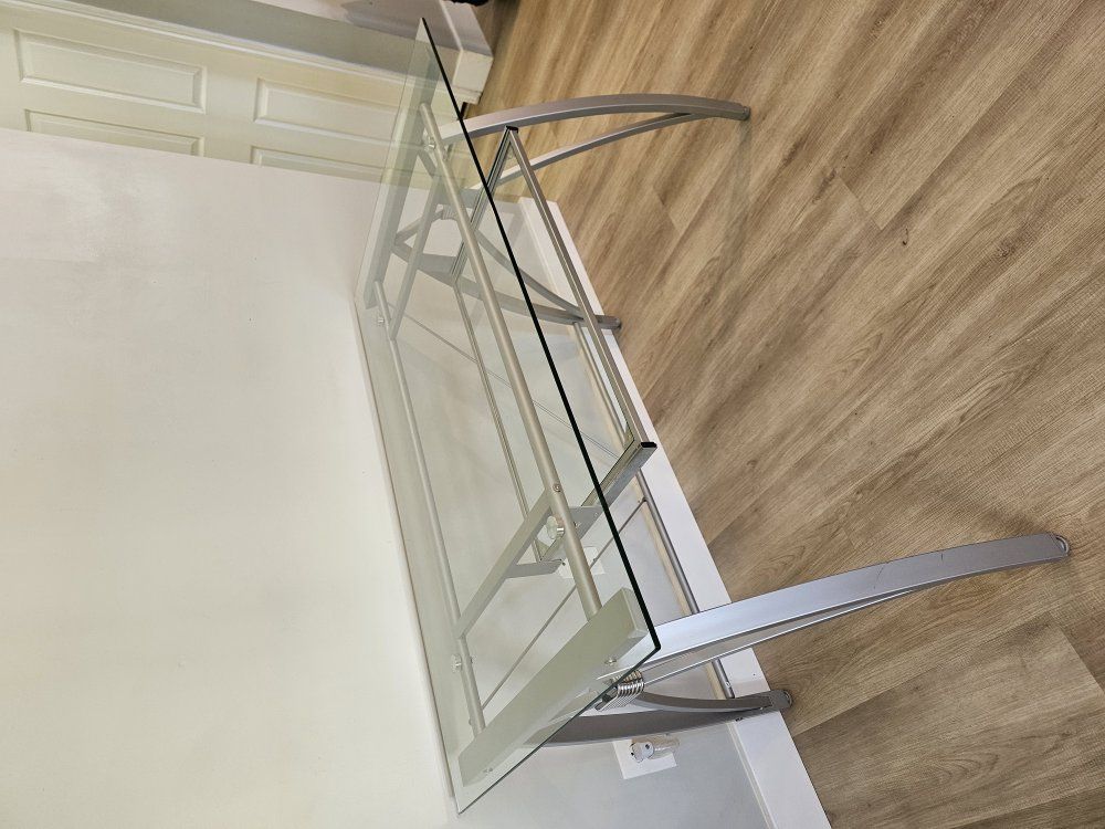 Realspace® Vista 48"W Glass Computer Desk, Silver