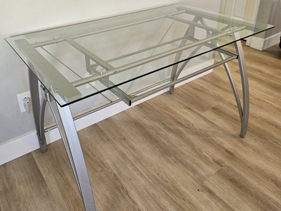 Realspace® Vista 48"W Glass Computer Desk, Silver
