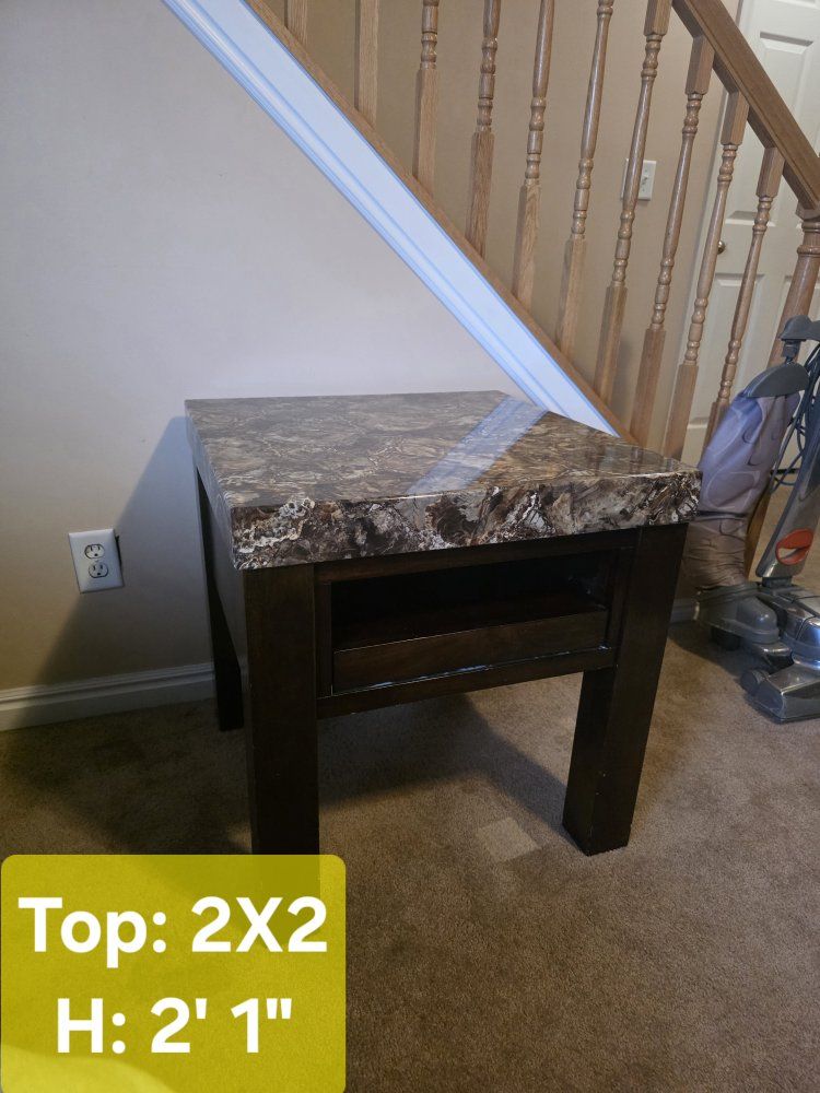Faux Marble Top Coffee Table and Matching End Table Set