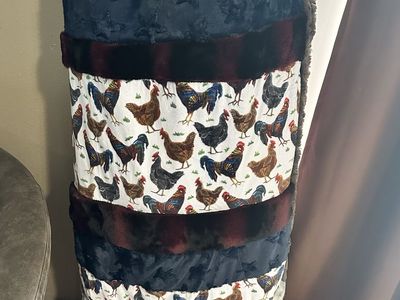 Handmade Chicken Print & Micky Blanket 50 x 67 1/2